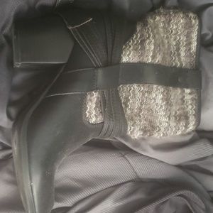 Little black booties with crochet like tops